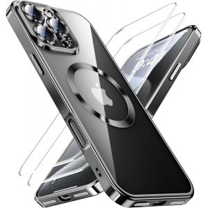 Eryi-Coque 3 En 1 Pour Iphone 16 Pro, 1 Coque Et 2 X Film Protecteur, [Norme Militaire] [Top N56 Aimants Puissants] Antichoc Antirayures Pour Magsafe Case Protection De La Caméra, Noir - Neuf