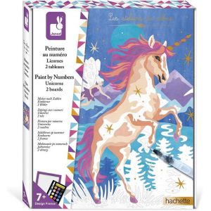 ERYI-- Coffret Peinture Par Numéro Licornes - 2 Tableaux À Réaliser - Les Ateliers Du Calme - Kit Loisir Créatif Enfant - Dès 7 Ans, J07985, Multicolore, Taille Unique - Neuf