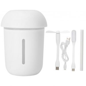 Humidificateur d'air 200 ml avec prise USB, diffuseur d'huiles essentielles, brumisateur portable a ions negatifs, effet champignon, blanc - Neuf