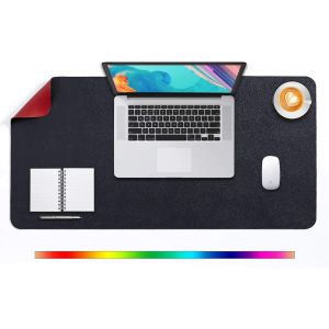 KALANKA-Tapis de Souris Grand, sous Main Bureau XL, Mouse Pad Mat Prolongé, Tapis de Portable, Tableau d'Écriture, Buvard de Bureau, Double Face Usage en Cuir PU Étanche 80 x 40cm(Noir/Rouge) - Neuf