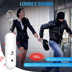 Porte-clés d'alarme personnel compact avec deux haut-parleurs, sirène 140 dB, lampe torche LED, résistant aux intempéries, idéal pour la sécurité et l'autodéfense - Neuf