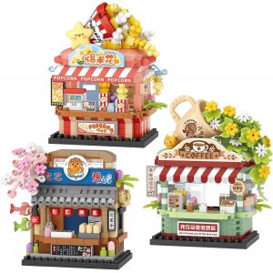 Lot De 3 Mini Blocs De Construction City Shop Street View - Collection D'Architecture De Simulation - Briques De Construction En Particules - D&eacute;coration D'Int&eacute;rieur - Neuf