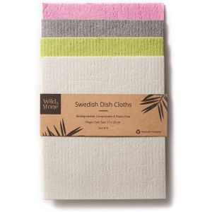 Loranka-- Torchons Su&eacute;dois - Enti&egrave;rement Compostables - Chiffon De Nettoyage Biod&eacute;gradable - &Eacute;ponge De Cuisine R&eacute;utilisable - Alternative Au Rouleau De Cuisine - Lot De 4 - Neuf