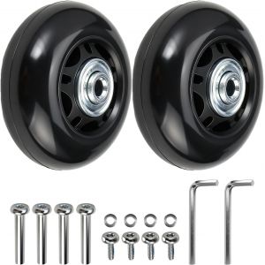 KALANKA-2 Pcs Roulette Valise Caoutchouc avec Vis, 64 mm x 24 mm Roues pour Valise Universelle Pivotante, Roulettes des Remplacement, Roues de Rechange Noir, R&eacute;paration de Roulements pour Bagages, Ch - Neuf