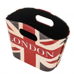 Hjlian Panier De Rangement De Style Britannique Avec Poignees En Cuir Synthetique Et Organiseur De Bureau - Neuf