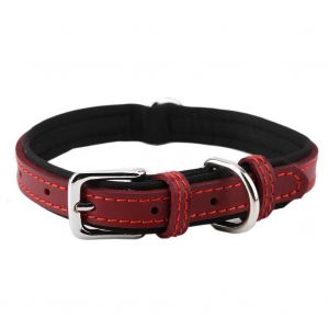 Hjlian Collier Reglable En Cuir Pu Souple Pour Chien, Doublure En Tissu De Plongee (Rouge S) - Neuf