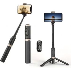 Kalanka-Perche À Selfie Avec Lumière - Trépied De Téléphone Extensible Avec Télécommande Sans Fil Rechargeable Tout-En-Un Compatible Avec Iphone 16 15 14 Pro Max, Samsung, Android, Ios - Neuf