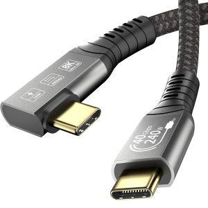 KALCX-Câble Usb 4 1M,Cable Transfert De Données Usb C 40Gbit/S Câble Usb C Charge Rapide Pd 3.1 240W Cable Usb C Vidéo 8K@60Hz Pour Thunderbolt 4/3,Iphone 15Pro,Macbook,Egpu(90 Degrés) - Neuf