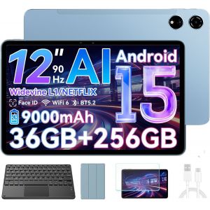 Blackview Tablette 12,1" 2,5K 90Hz Top 3 IA Modèles Android 15 36 Go + 256 Go/SD 2 To, 8800mAh(33W), 50 MP Bleu Avec Clavier K1 - Neuf