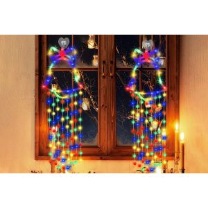 Cloche Lumineuse De No&euml;l &Agrave; Led Avec Crochet, 8 Modes D'&eacute;clairage, Fonctionne Sur Piles, 100 Led, Longueur 83 Cm - Neuf