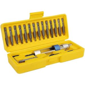Kit adaptateur pour tournevis avec 18 embouts et cl&eacute; pour per&ccedil;age et vissage - Neuf