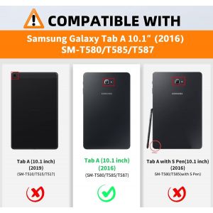 Coque pour Samsung Galaxy Tab A 10.1 (2016) PU Leder avec Porte Carte Fonction de Support Protection Compatible pour Tablette &Eacute;tui Tab A6 2016(SM-T580/T585)-C?ur en Patte de Chat - Neuf