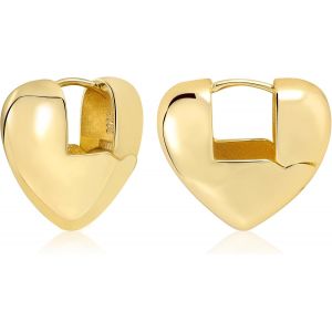 Kal-Boucles D'oreilles Créoles En Argent 925, Créoles Épais Petit Grand, Boucles D'oreilles Huggie, Chunky, Hypoallergénique, Plaqué Or 14 Carats, Pour Femme - Neuf