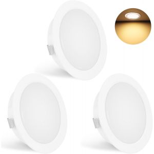 ERYI-Set De 3 Spot Led Encastrable 230V 3W 3000K Blanc Chaud, 15Mm Extra Plat Spots De Plafond 300Lm Découpe Du Plafond 55-58Mm, Ip44 Spot Salle De Bain, Blanc - Neuf