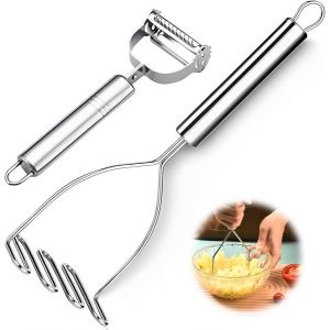 Kalanka-Presse-Pur&eacute;e En Acier Inoxydable, Avec &Eacute;plucheur Universel,Presse Puree Manuel Avec Longue Poign&eacute;e, Pliable Broyeur De Pommes Pour Fruits, L&eacute;gumes, Aliments Pour B&eacute;b&eacute;s - Neuf