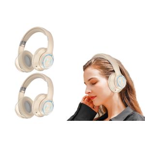 &Eacute;couteurs Bluetooth sans fil avec r&eacute;duction de bruit, conception supra-auriculaire - Blanc (lot de 2) - Neuf