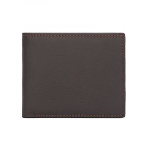 Portefeuille en cuir pour homme et femme (couleur café foncé) - Design plat avec fonction de protection RFID (cuir de vachette nappa noir) - Neuf