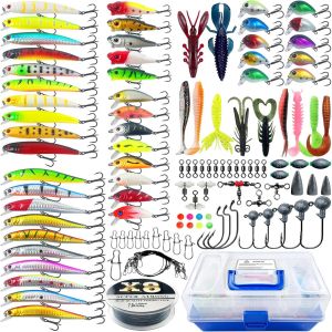 Kyaoayo-Lot De 271 Leurres De Pêche Mixtes Pour Sandre, Brochet - Avec Spinner, Crankbait, Minnow, Leurres Souples, Hameçons, Lignes De Pêche Tressées, Émerillons - Neuf