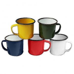 Tasses De Camping En Émail Multicolore De 5 Pièces Adaptées Au Café,Au Thé Et À La Consommation De Boissons À L'intérieur Et À L'extérieur - Neuf