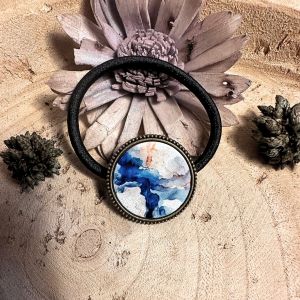 &Eacute;lastique Pour Cheveux Personnalis&eacute; - Marbre Bleu Et Blanc - Fait Main - Neuf