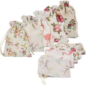 25 Pièces Pochon Coton Avec Cordon De Serrage 10x14cm Sachet Tissu, Sacs En Coton, Sachet De Jute, Sachets En Lin, Sacs Cadeaux Petits, Sacs En Toile De Jute Pour Cadeaux Mariage Noël Bijoux - Neuf