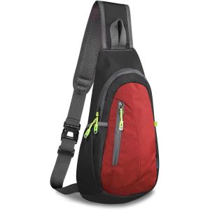 Kalanka-Small Sling Bag Lightweight Crossbody Bag For Women Rucksack For Men Running Backpack Travel Chest Pack Shoulder Daypack For Gym Work Outdoor Hiking Sports Black/Red - Neuf