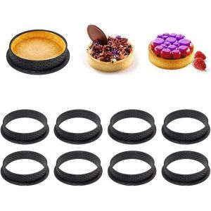 8 Pcs Coupe-Moule À Gâteau Perforé Forme Ronde Mousse Cercle Anneau,Cercle Tartelette - Neuf