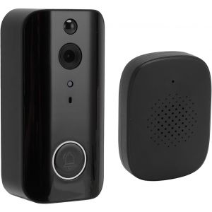 Caméra de Sonnette sans Fil 1080P avec Carillon, Caméra de Sonnette Vidéo WiFi 2,4G avec Changeur de Voix, Détection de Mouvement, Vision Nocturne, Audio Bidirectionnel, Noir - Neuf