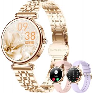 Montre Connect&eacute;e Femme avec Appel Bluetooth, 1,27"" Smartwatch Cardiofrequencemetre Cycle Menstruel SpO2 Suivi Sommeil, 120+ Modes Sport IP67 Podometre Montre Sport pour Android iOS Or Rose - Neuf