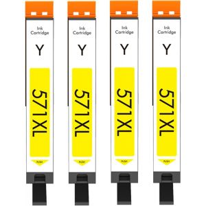 CLI-571XL Jaune Cartouche d'encre Compatible avec Canon CLI-571 XL Y Multipack (4-Pack), pour Pixma MG5750 TS5050 MG5751 TS5055 MG5753 MG6850 MG6851 TS5051 TS5053 TS6050 MG7750 - Neuf