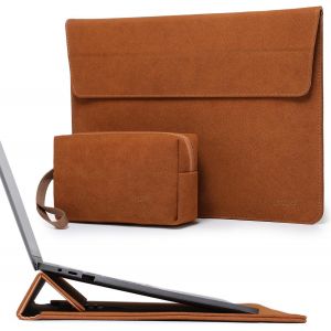 15 Pouces Housse pour Ordinateur Portable avec Stand Réglable pour MacBook Air 15 M4 A3241 M3 A3114 M2 A2941 2025-2023,MacBook Pro 15,15"" Surface Laptop 7/6/5/4,avec Pochette,Marron - Neuf