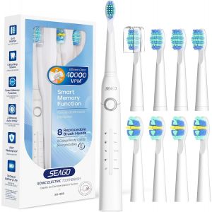 Brosse À Dents Électrique Sonique, Brosse A Dent Electrique Rechargeable Par Usb, 8 Tete Et Minuterie 2 Minutes, 40000 Vpm, Brosse A Dent Voyage (Noir) - Neuf