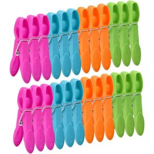 48PCS Pinces à Linge en Plastique, Coupe-Vent et Antirouille, Chevilles Plastique, Pince à Linge Plastique, Épingles à Linge pour Serviettes Chaussettes Underwears et Vêtements - Neuf