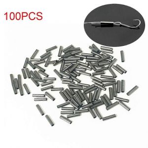 100pcs / Lot Connecteur En Acier Inoxydable De Haute Qualité Tube De Fil De Pêche Unique Ligne De Cuivre Manchons De Sertissage Manchon De Sertissage - Neuf
