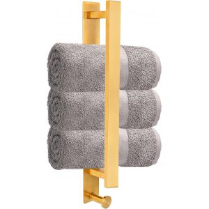 Porte-Serviettes Autocollant en Acier Inoxydable sans perçage-40 cm-pour Salle de Bain-Fixation Murale-avec Crochet-Accessoire de Salle de Bain-Doré - Neuf