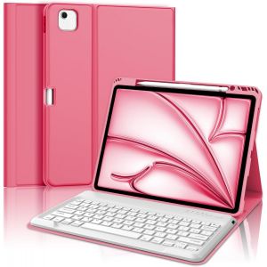 Clavier pour iPad Air 13 Pouces M2/M3 2024, Coque iPad Air 13 Pouces avec Clavier, AZERTY Fran&ccedil;ais Clavier Magn&eacute;tique D&eacute;tachable Bluetooth pour Air M2/M3 13 Pouces, Rouge - Neuf