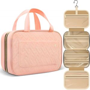 MAA-Trousse de toilette de voyage, trousse de toilette à suspendre, étanche, pliable, organiseur de maquillage avec crochet de suspension pour bouteilles de taille complète, trousse de toilette - Neuf