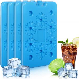 Eryi-4 Pain De Glace, Bloc Glace Pour Glaciere Env. 200 G, 16 X 11 X 1,8 Cm, Pain De Glace Pour Sac Isotherme 12h De Refroidissement, Pour Voyage Et Camping Aliments Réfrigérés, Boissons - Neuf