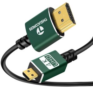 Extra Thin C&acirc;ble Micro HDMI vers HDMI 3M, Ultra Extr&ecirc;mement & Flexible Fin C&acirc;ble Micro HDMI Supporte 3D/4K@60Hz/18Gbps/1080P for GoPro Raspberry Pi 4 - Neuf