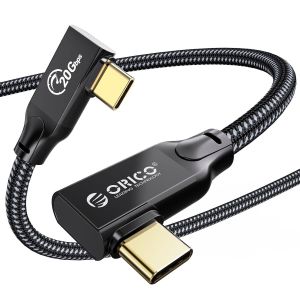 Câble USB C 20 Gbps USB 3.2 Gen2X2 Câble de données USB C vers USB C 100 W Prise en charge de 4K@60Hz,compatible ordinateur portable,téléphone portable,stations d'accueil,Angle Droit,1m - Neuf