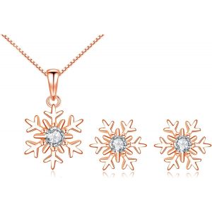 Trahoo-Parure De Bijoux De Noël En Argent Sterling 925 Avec Collier Et Boucles D'oreilles Flocon De Neige En Argent Sterling 925 - Décoration De Noël Pour Femme Et Fille - Neuf