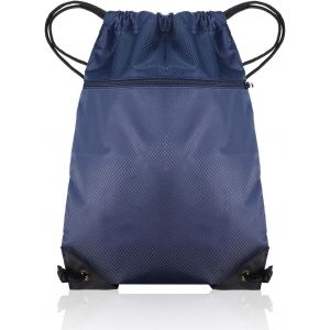 RFCBC-Sac Tissu Cordon Imperméable Sac de Sport à Cordon Sac à Dos Plage Piscine pour Tout âge Sac Natation à Ficelle avec Poche Extérieure Zippée pour Sport, Gym, Natation, Voyage(Bleu Marin) - Neuf