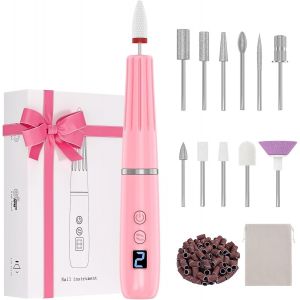 Fraises &Agrave; Ongles &Eacute;lectriques Sans Fil, 12 En 1 Nail Drill Kits D'outils De Manucure P&eacute;dicure Professionnel, 5 Vitesses, Lumi&egrave;re Led, Lime &Agrave; Ongles &Agrave; Batterie Ponceuse Pour Ongles (Violet) - Neuf