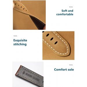 Bracelet De Montre, Bracelet De Remplacement En Cuir Vintage, Bracelet Pour Montres, Bracelet De Remplacement En Cuir V&eacute;ritable Doux &Eacute;tanche Avec Outils 20mm 22mm 24mm 26mm Pour Panerai - Neuf