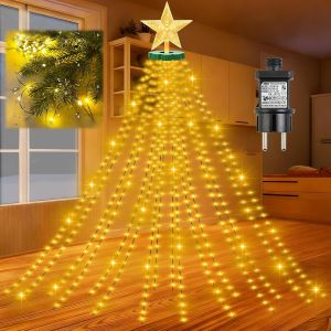 JGD-Guirlande Lumineuse Sapin No&euml;L, 3M *16 Branche 480 LED Guirlande Lumineuse Arbre Noel avec 8 Modes et Minuteur, Ilumineuse de sapin de No&euml;l Imperm&eacute;able pour D&eacute;coration Sapin de No&euml;l Blanc chau - Neuf