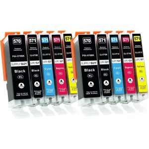 10 Ink Cartridges with Chip Compatible with Canon PGI-570 CLI-571 for Pixma MG5750 MG5751 MG5752 MG5753 MG6850 MG6851 MG6852 MG6853 TS5050 TS5051 TS5053 TS27 TS6 050 TS6051 TS6052 - Neuf