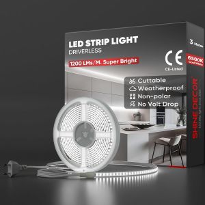 3M Bande Lumineuse Led, 220V Autocollante Silicone Bande Led &Eacute;tanche Ip65, Smd 2835 120 Leds/M Ultra Haute Luminosit&eacute; Pour D&eacute;coration Maison Cuisine Jardin Eclairage Led (Blanc Froid) - Neuf