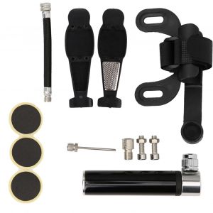 Kit De Reparation De Pneus De Velo, Mini Pompe A Velo, Accessoire Pour Vtt De Route, Noir - Neuf