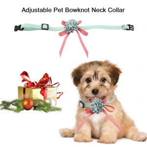 Hjlian Collier Pour Animal De Compagnie Avec Noud Papillon Et Fleur, Sangle Reglable, Pour Chien, Chat, Chiot (Vert, S) - Neuf