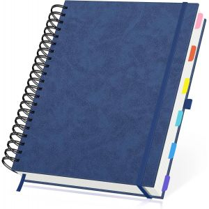 Chenquansarl-Carnet A4 Petits Carreaux - 1pc Carnet De Notes 21.6x28.5cm - A4 Cahier Quadrillé 5mm 100gsm - 120 Feuilles Bloc Note Cuir Pu - Journal Notebook Couverture Rigide L'écriture Dessin, Bleu - Neuf